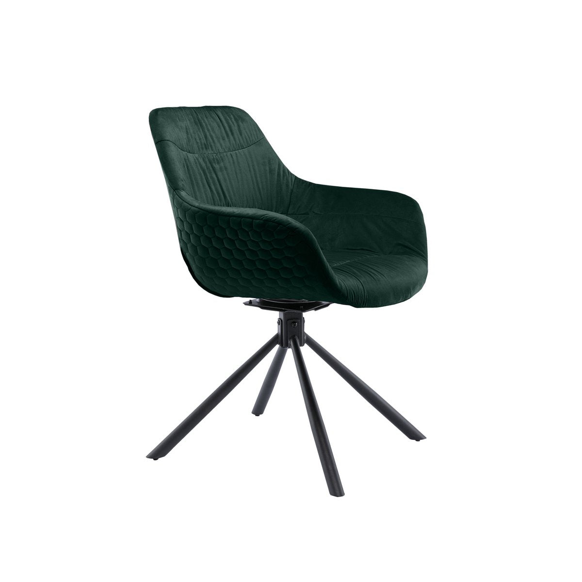 Armchair with honeycomb quilting in fir green velvet