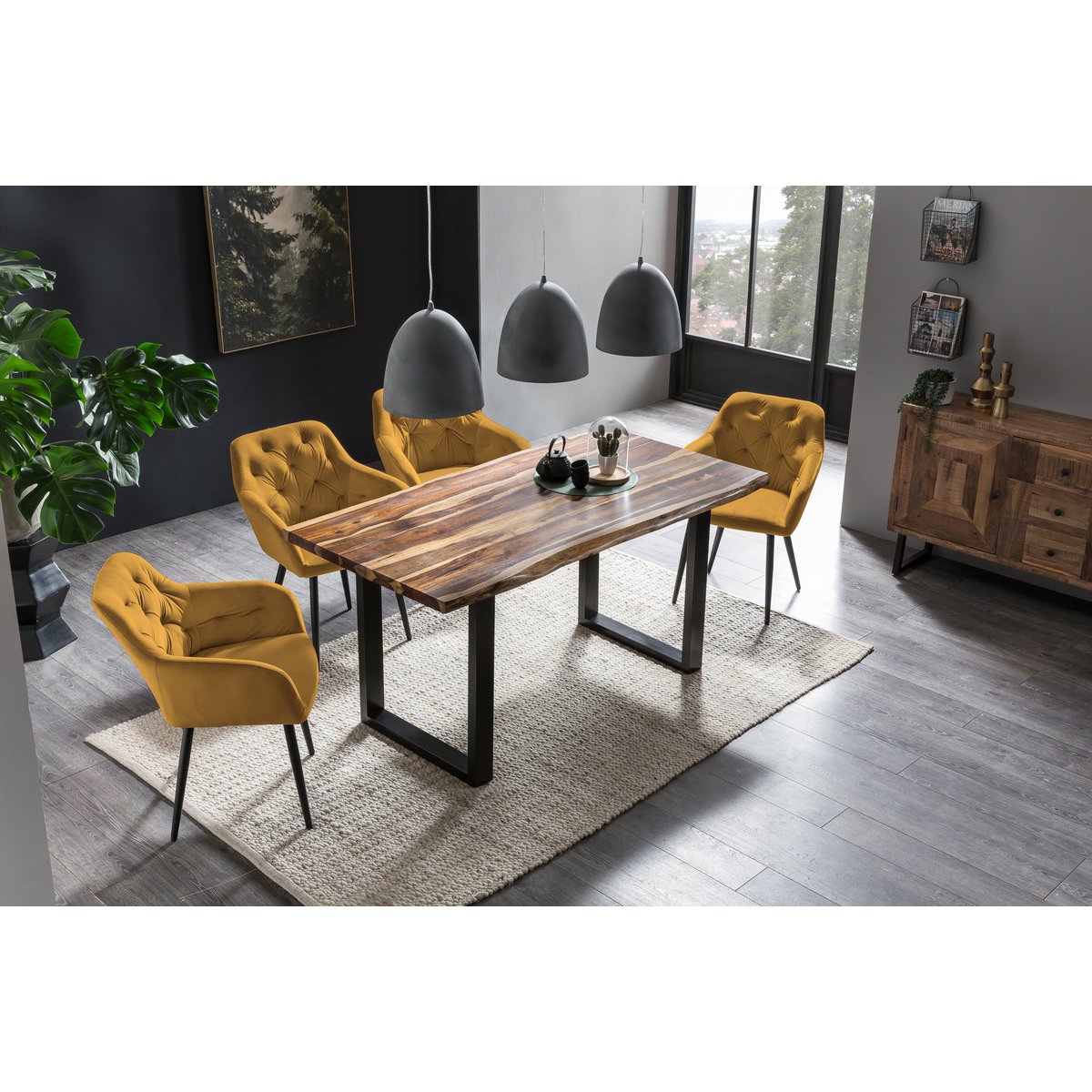 Yellow velvet armchair