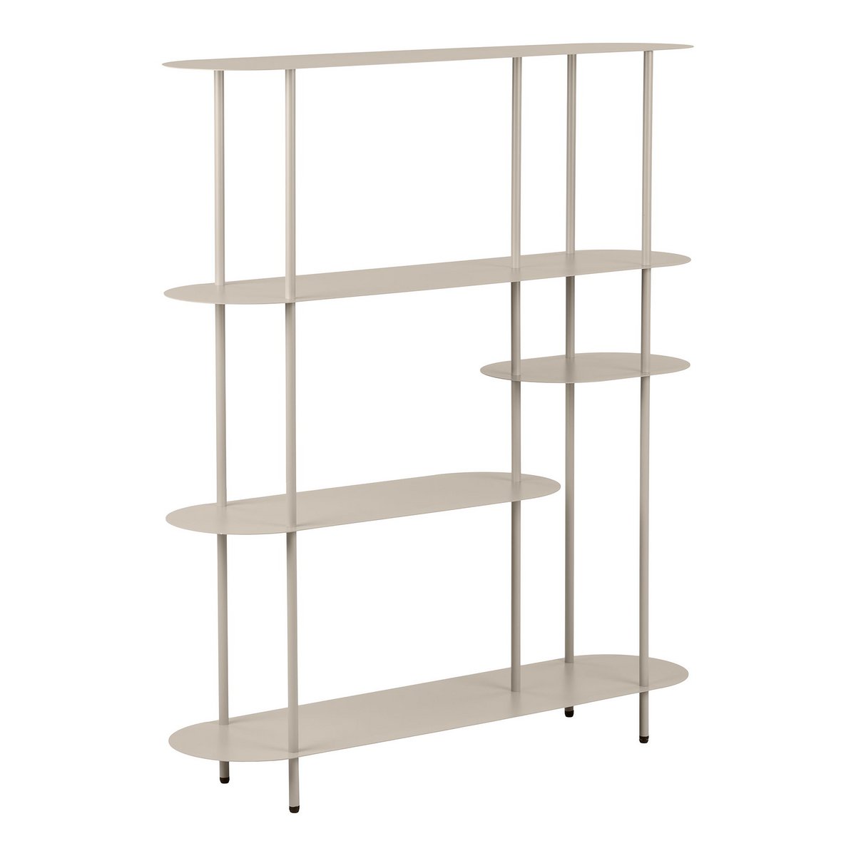 Rieti Regal, 5 Regale, asymmetrisch, Metall, Sand, 31x118x139 cm