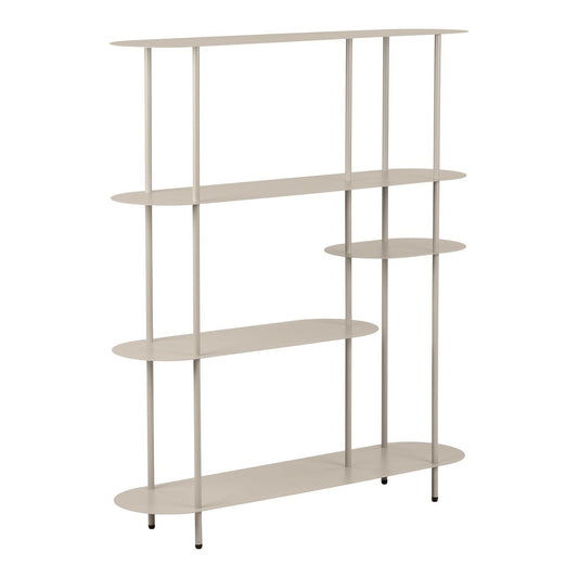 Rieti Regal, 5 Regale, asymmetrisch, Metall, Sand, 31x118x139 cm