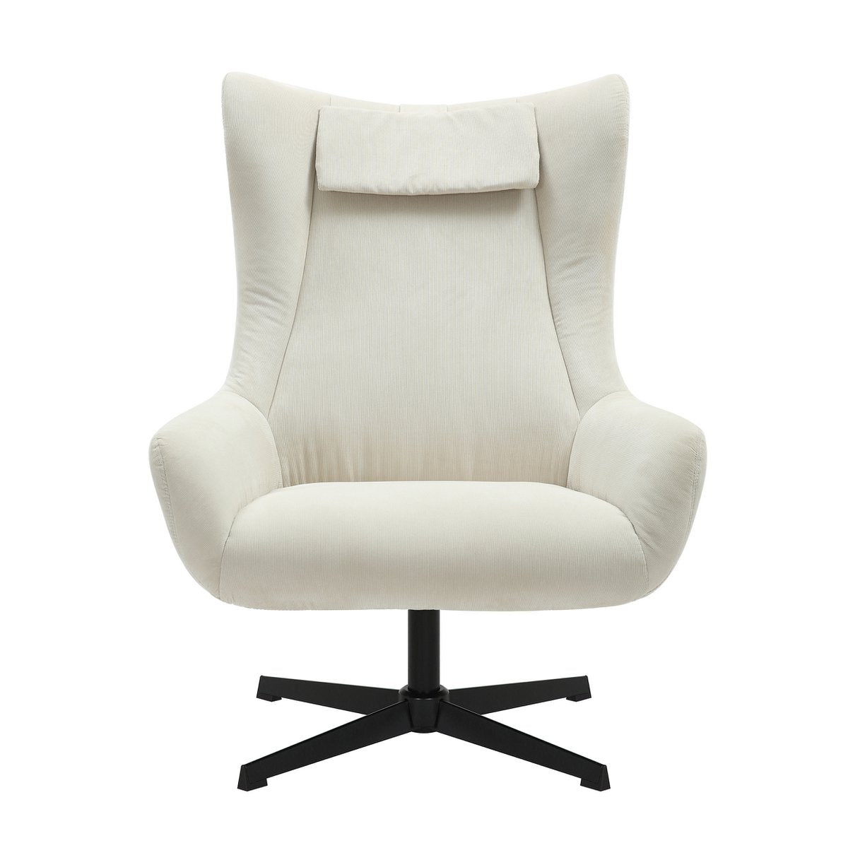 Armchair and stool corduroy look beige