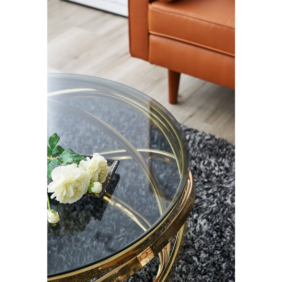 Couchtisch Gold/Grau Ø 80 cm