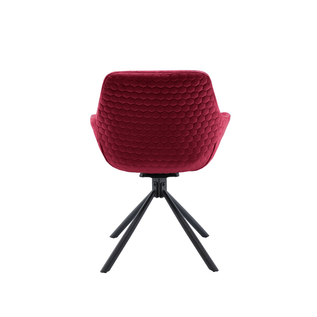 Armchair with honeycomb quilting in red velvet