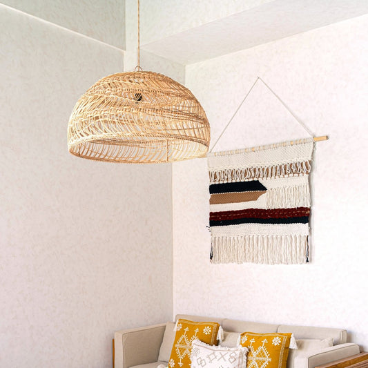 Große Makrame -Wandhänge - gewebte Boho -Wanddekoration - moderne Baumwollwand hängende natürliche Materialien - handgewebtes Wanddekor 120x95 cm Udara