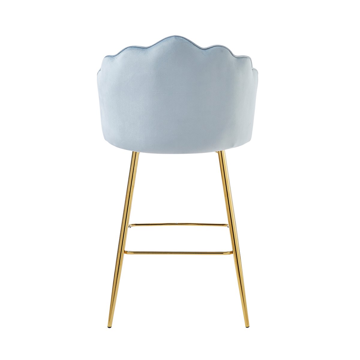 Set of 2 shell design bar stools in light gray velvet