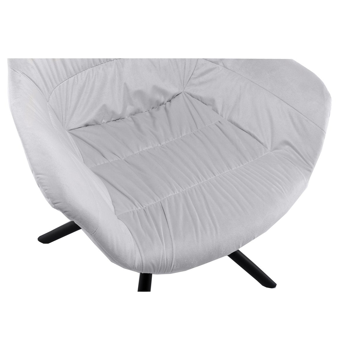 Armchair with honeycomb quilting in light gray velvet