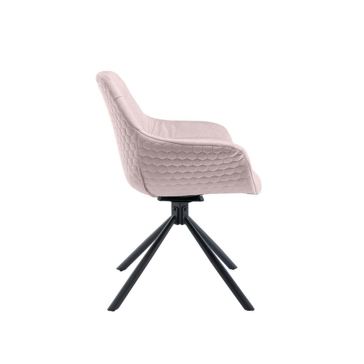 Armchair with honeycomb quilting in rose velvet