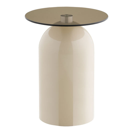 Ravello Beistelltisch, gehärtetes Glas/Metall, grau/beige, ø40x52 cm