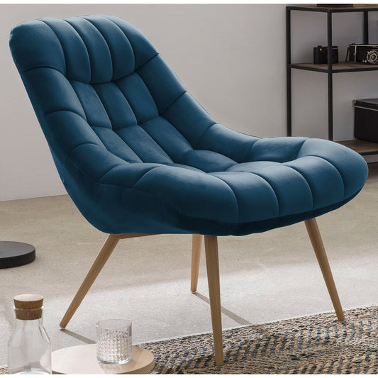 Armchair XXL velvet blue metal wood look
