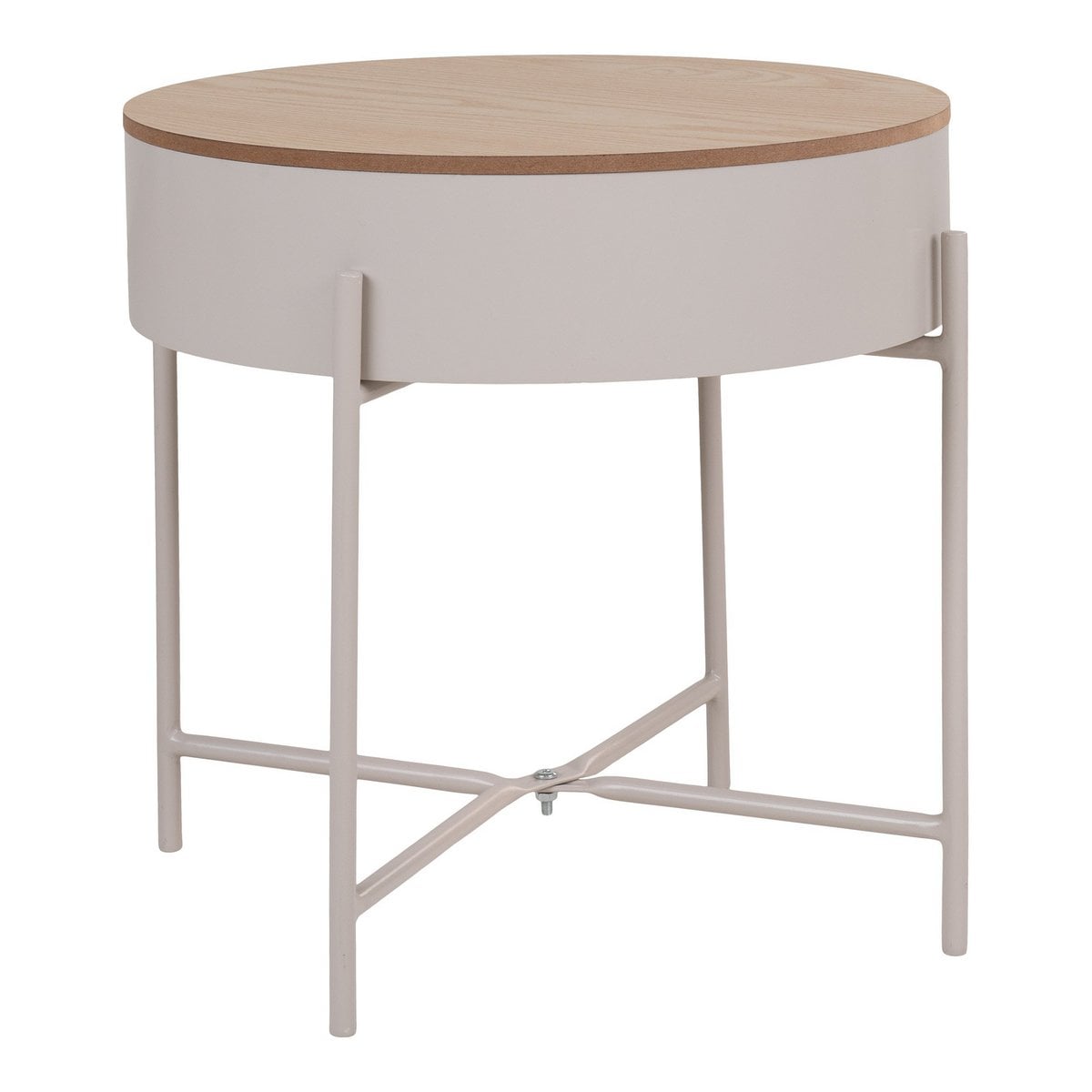 Sisco Beistelltisch – Beistelltisch aus beige-hellgrau pulverbeschichtetem Stahl, Ø40x40 cm