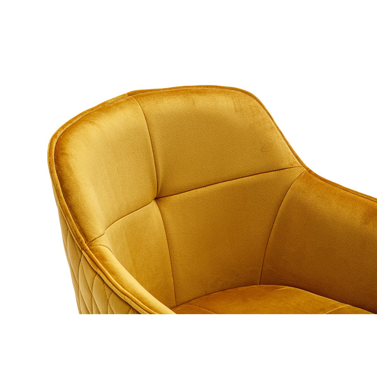 Armchair with yellow honeycomb quilting