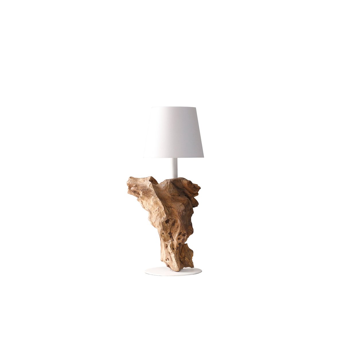 Tischleuchte 29 cm Natur/Weiß mit LED-Akku