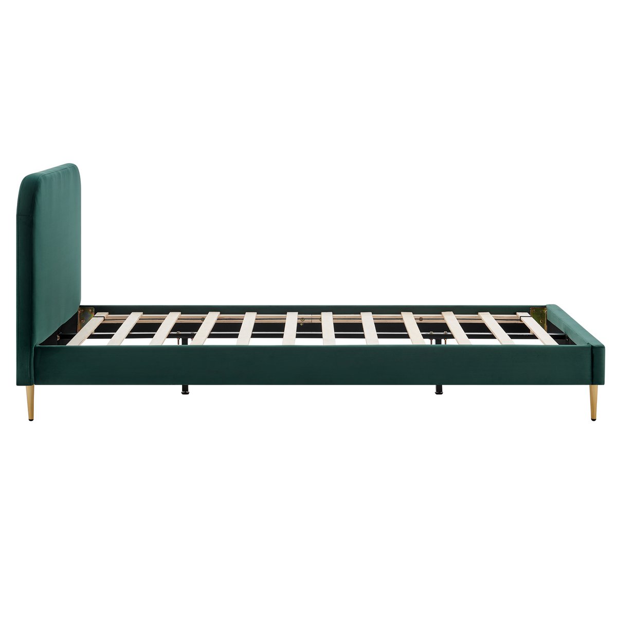 Upholstered bed with velvet cover green 90x200 cm
