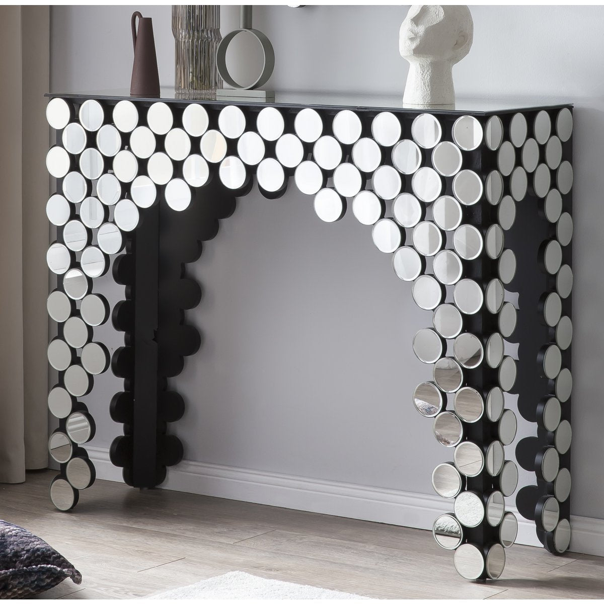 MDF console table with mirrored glass
