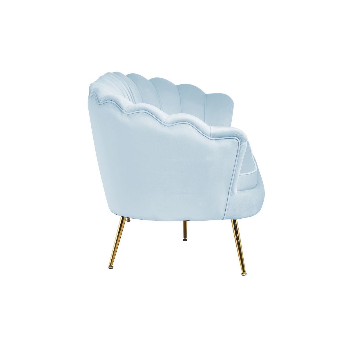 3 seater shell sofa in light gray velvet