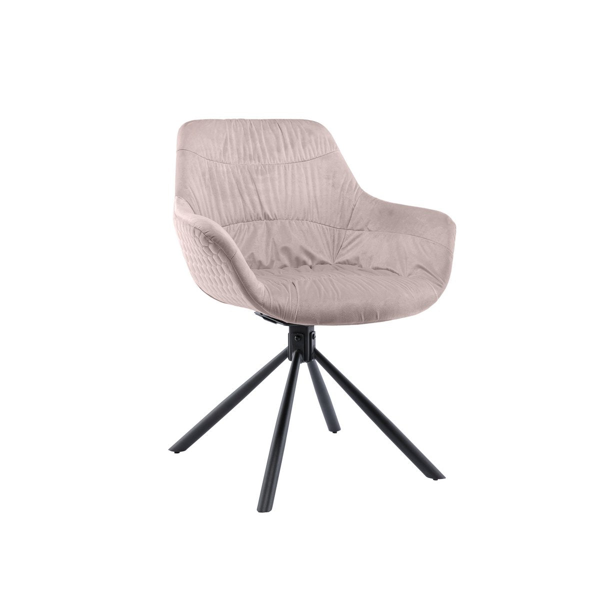 Armchair with honeycomb quilting in rose velvet