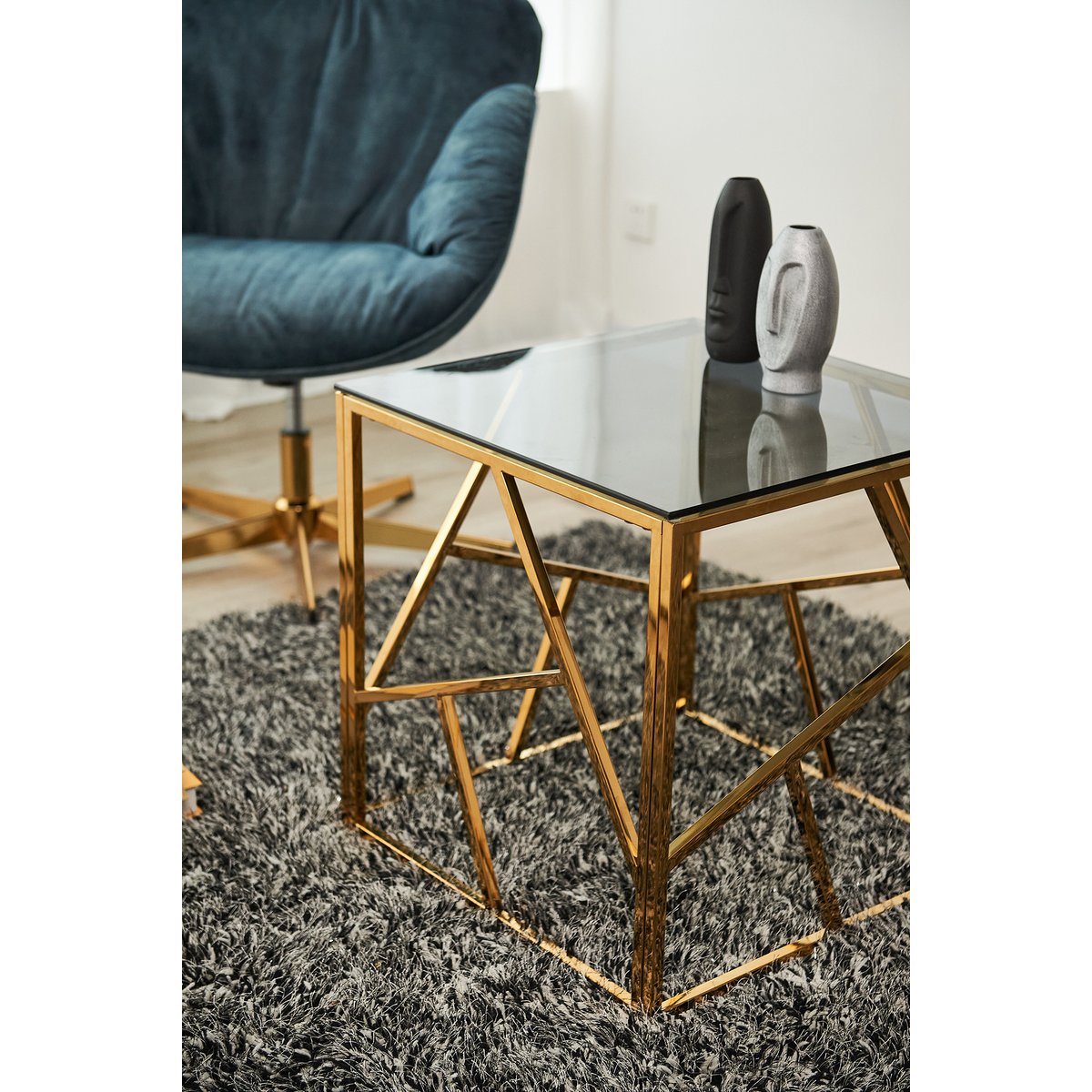 Beistelltisch Gold/Grau 55x55 cm
