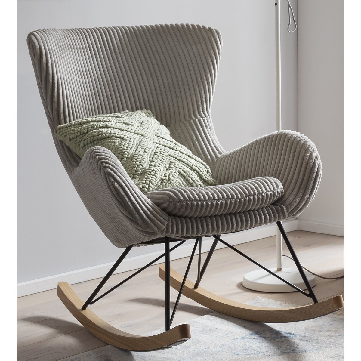 Rocking chair gray with textured fabric