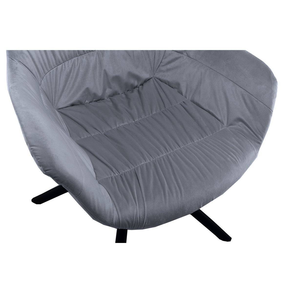 Armchair with honeycomb quilting in gray velvet