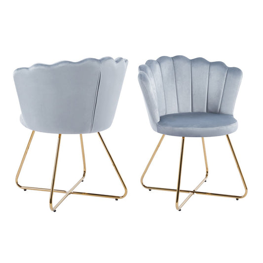 Set of 2 velvet shell chairs in light gray