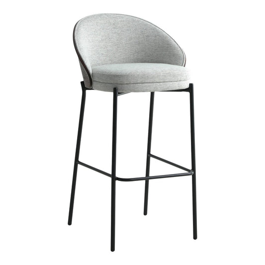 Canelas Barstuhl – Hellgrau/Dunkelbraun, MDF/Polyester/Stahl – 2er-Set