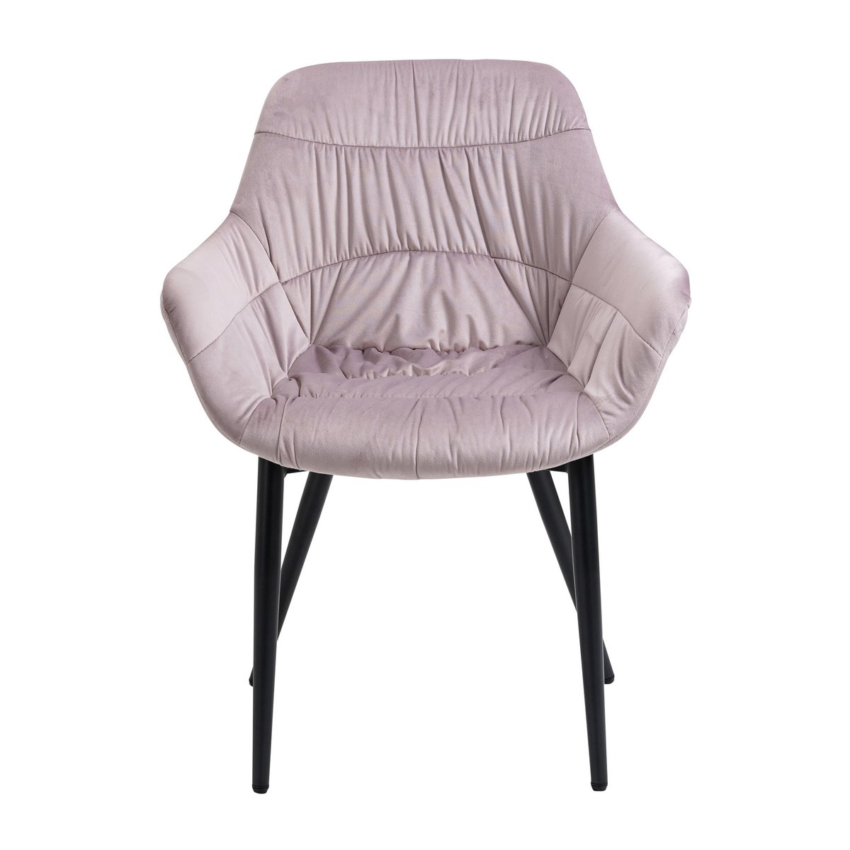 Armchair with honeycomb quilting in rose velvet