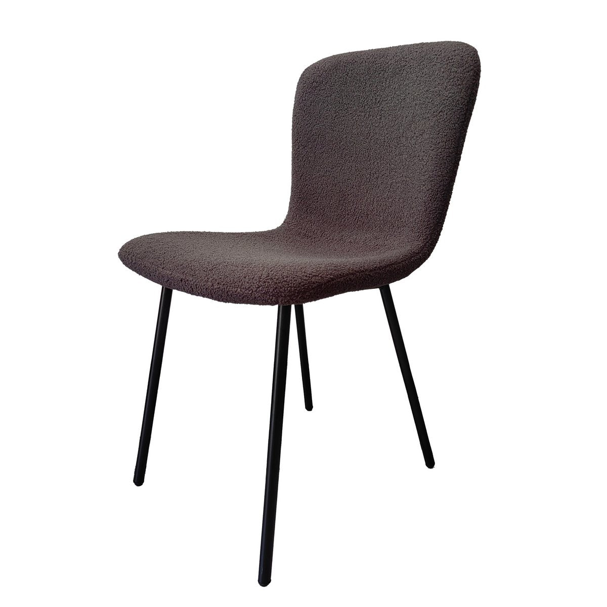 Bouclé look chair set of 4 dark gray