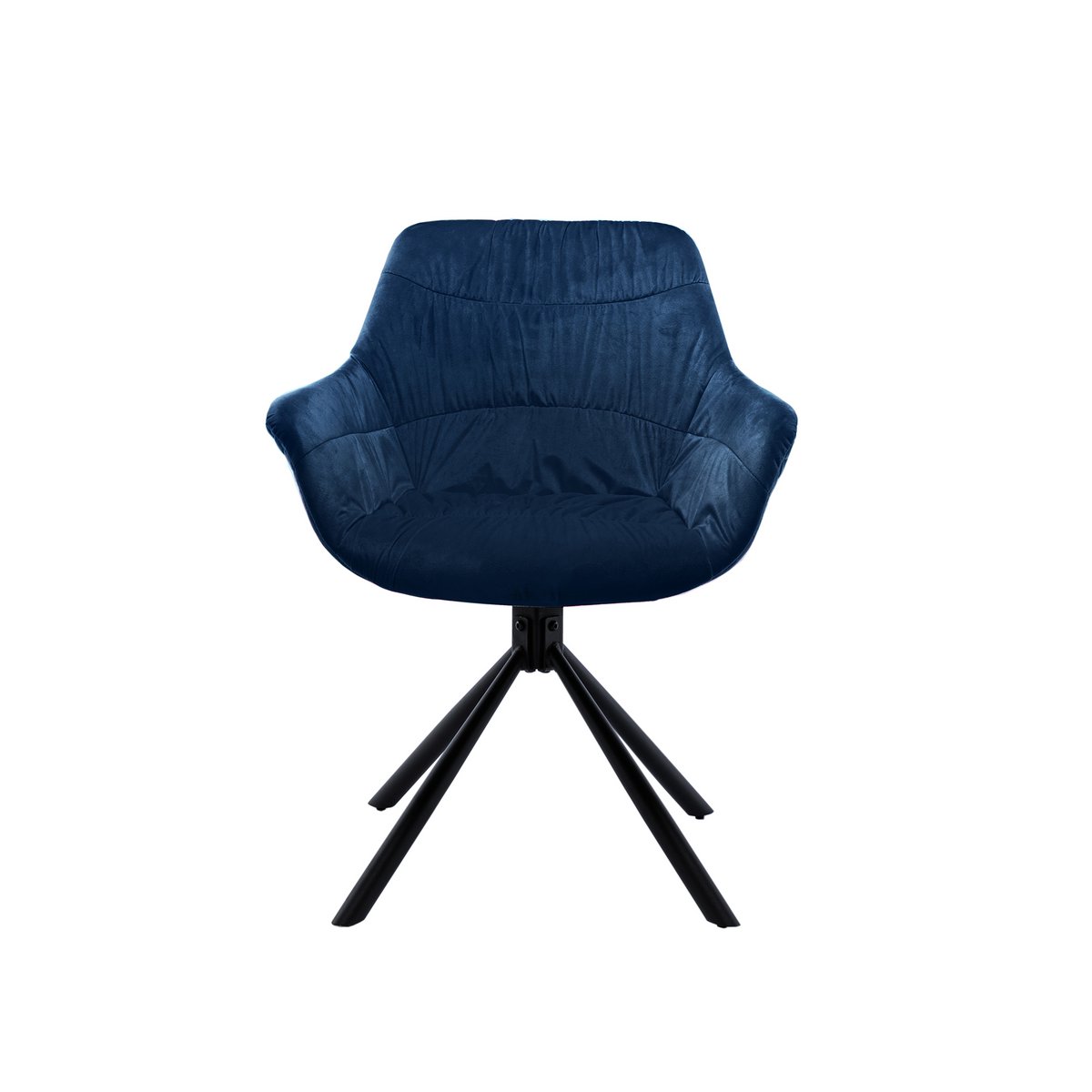 Armchair with honeycomb quilting in velvet blue