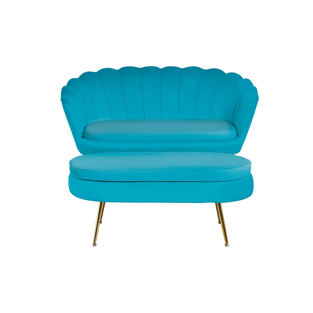Pouf oval made of blue velvet