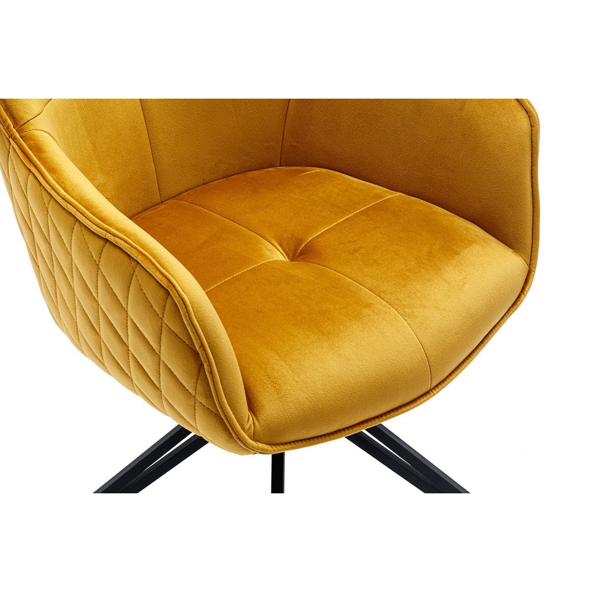 Armchair with yellow honeycomb quilting