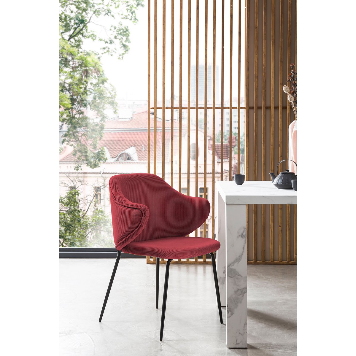 Set of 2 armchairs, berry