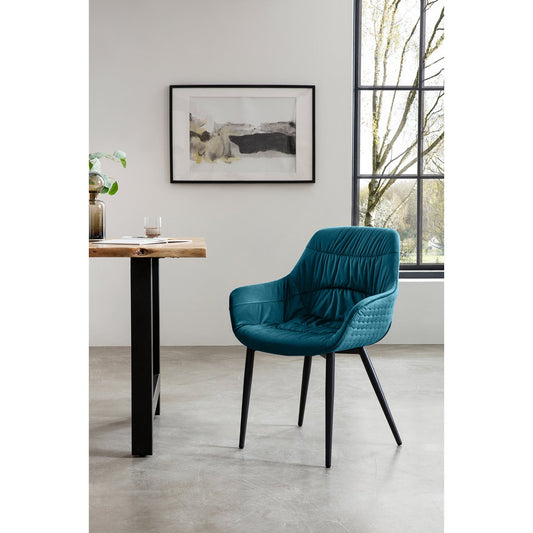 Armchair with honeycomb quilting velvet turquoise