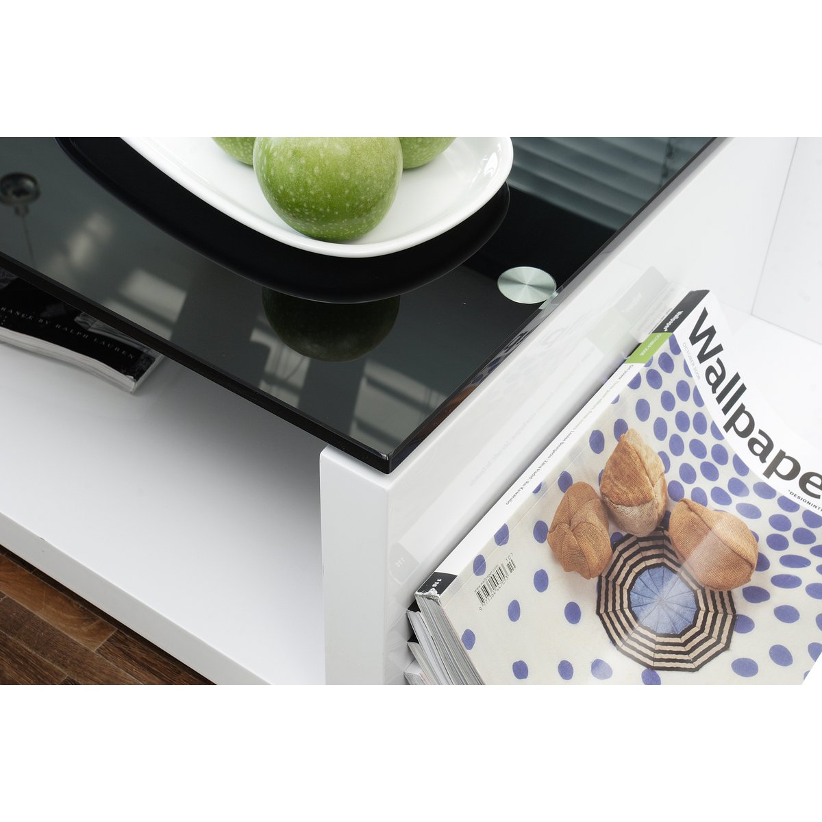 Coffee table white/black 100x100 cm