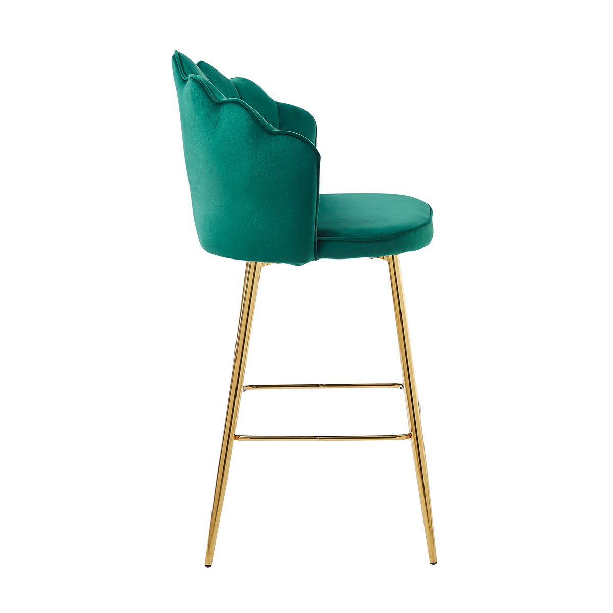Set of 2 Shell Design Velvet Bar Stools Green