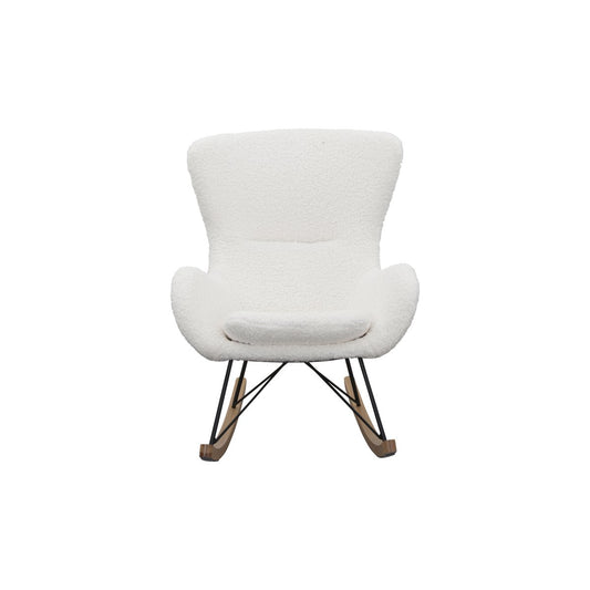 White teddy fur rocking chair