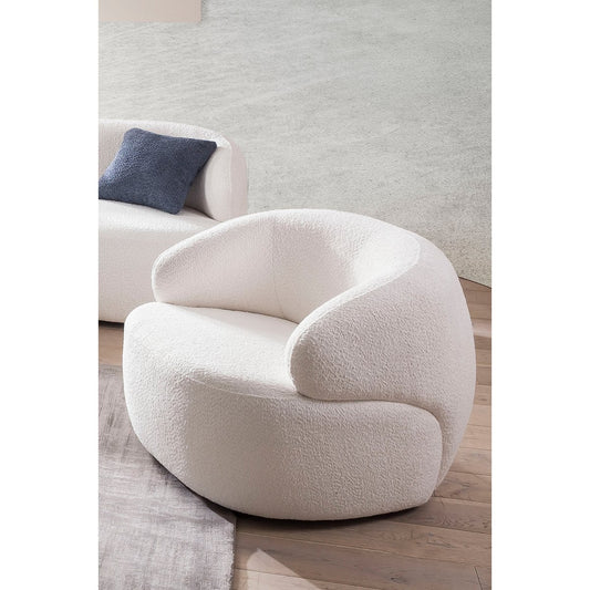 Armchair bouclé fabric white