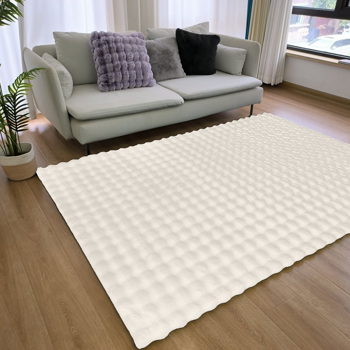Flauschiger Teppich 3D Creme 160x230CM