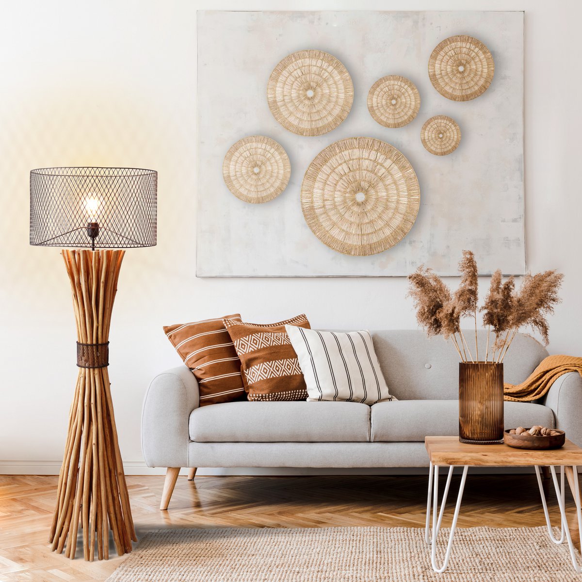 Floor lamp driftwood natural/black 149 cm