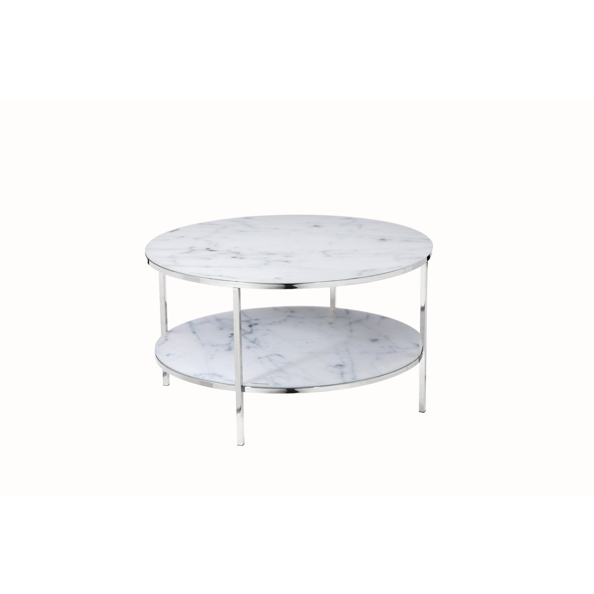 Coffee table with 2 shelves Ø 80 cm
