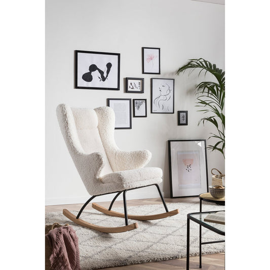 White teddy fur rocking chair
