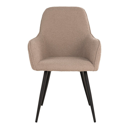 Harbo Esszimmerstuhl – Beige Bouclé, schwarze Beine – 2er-Set