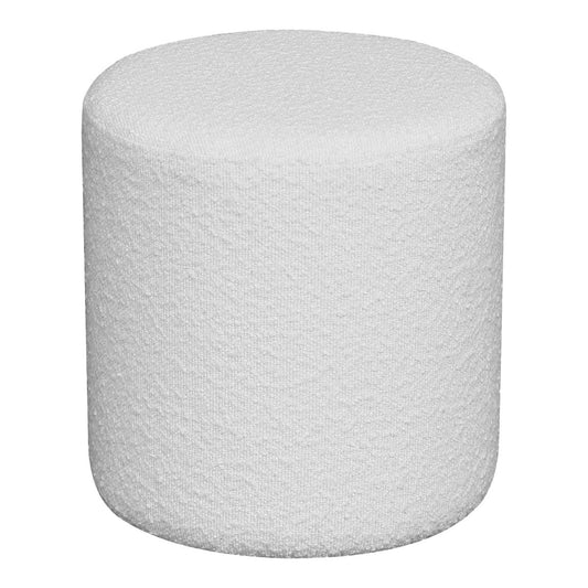 Ejby Pouf – Weiß, Polyester/Sperrholz/Kiefernholz, 34 x 34 x 36 cm
