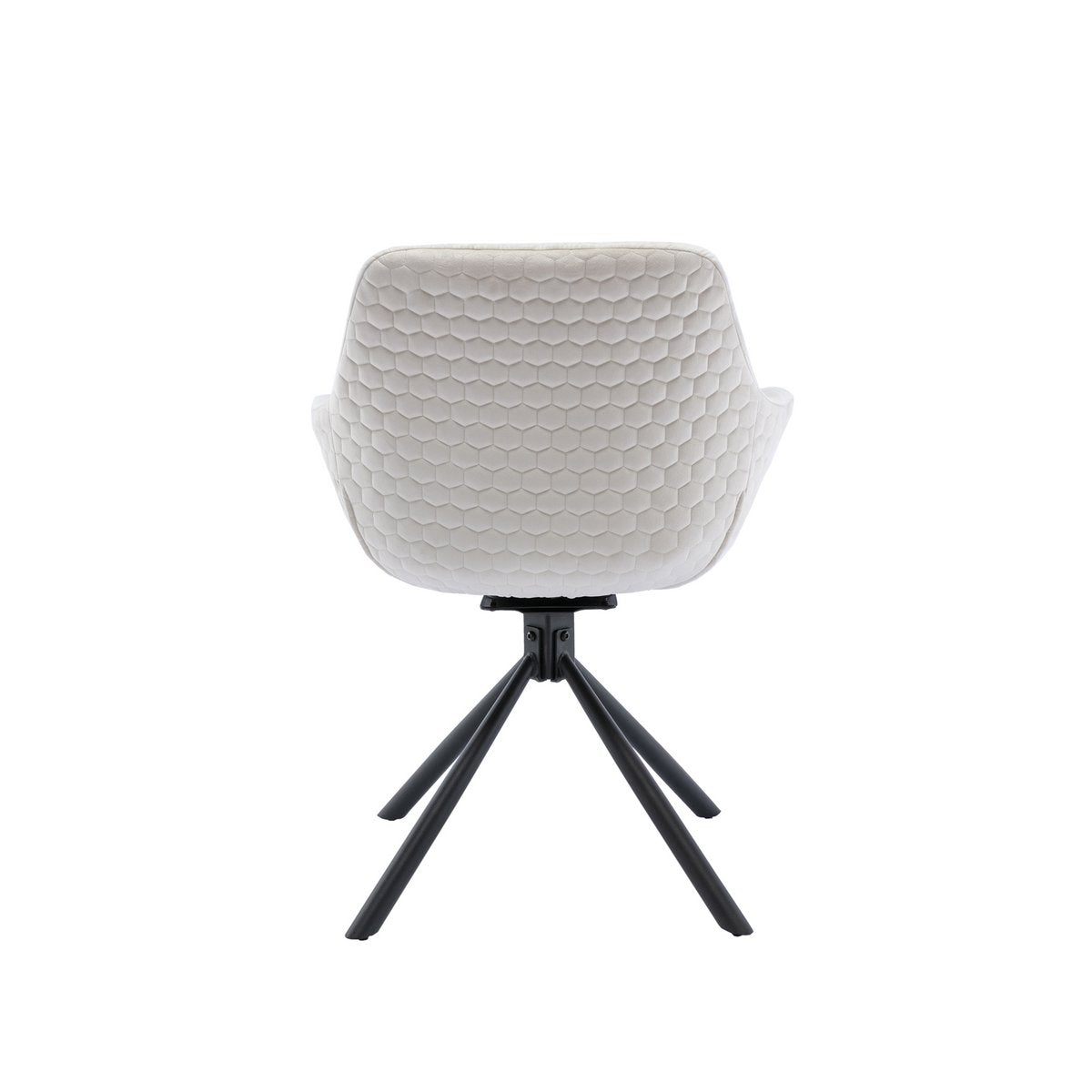 Armchair with honeycomb quilting in cream velvet