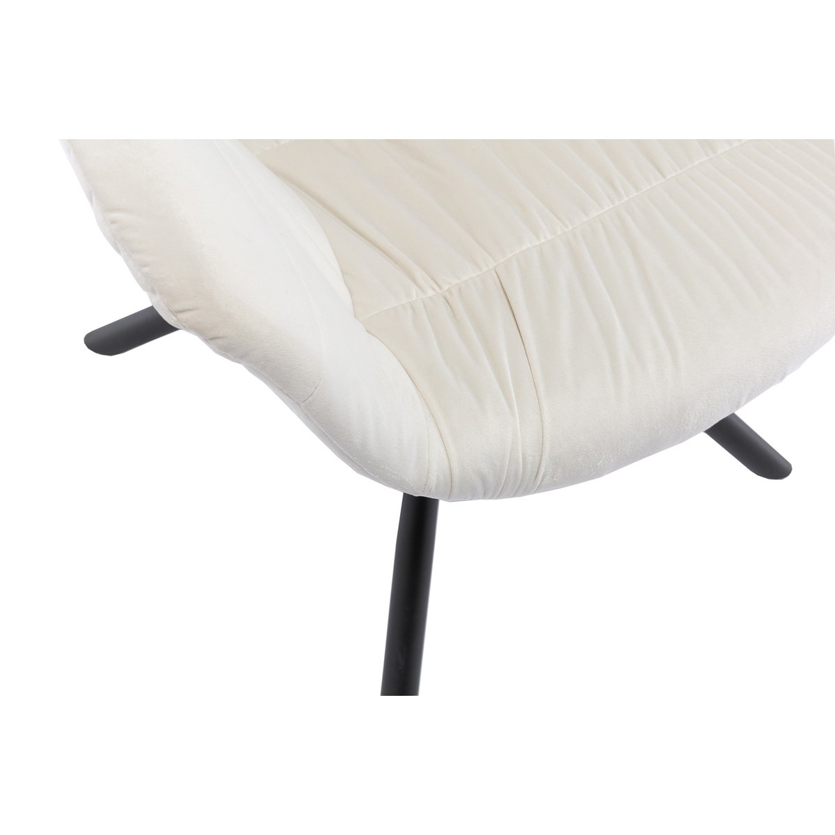 Armchair with honeycomb quilting in cream velvet