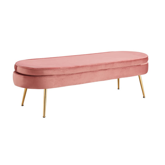 Pouf oval long made of rose velvet