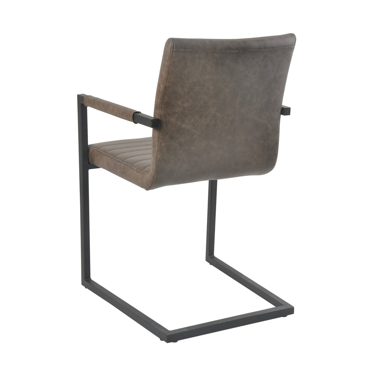 Dining chair, set of 2, dark brown faux leather look