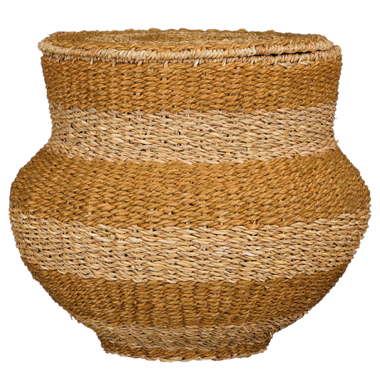 Aufbewahrungskorb mit Deckel – H48 x Ø55 cm – Jute – Gelb