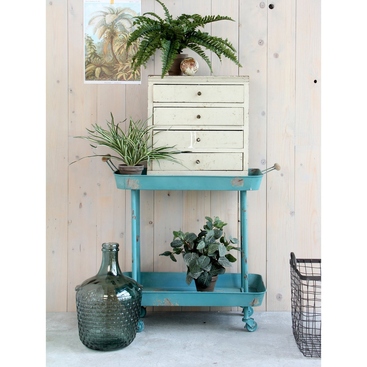 Künstliche Boston-Farn-Pflanze im Blumentopf Stan – H35 x Ø45 cm – Grün