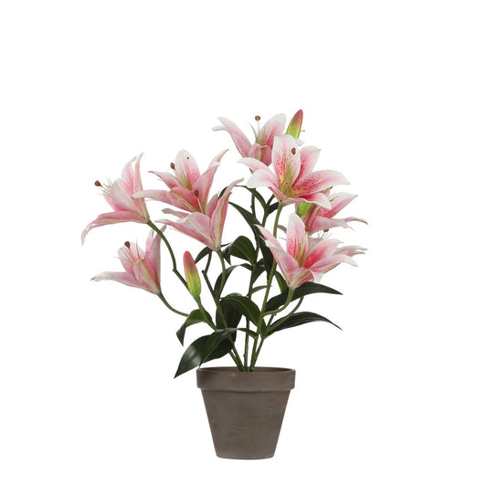 Künstliche Tigerlilie im Blumentopf Stan – H47 x Ø45 cm – Rosa