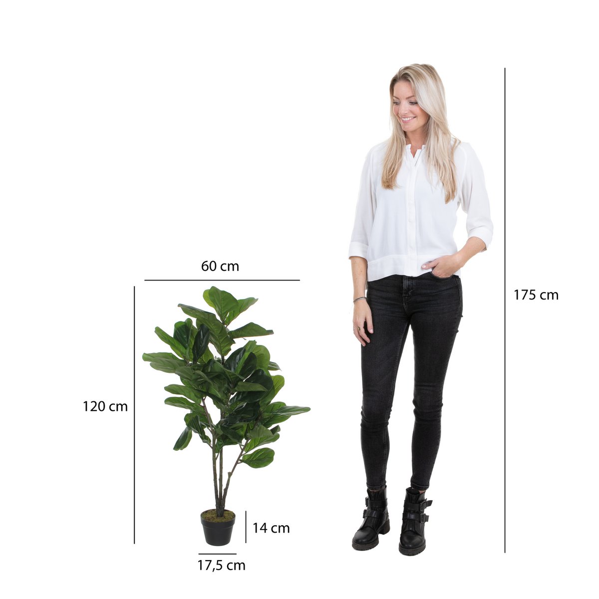 Künstliche Pflanze Ficus Lyrata – H120 x Ø60 cm – Grün